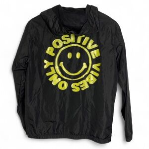 Smiley World Youth Windbreaker Hoodie Full Zip Lightweight Jacket Positive Vibes